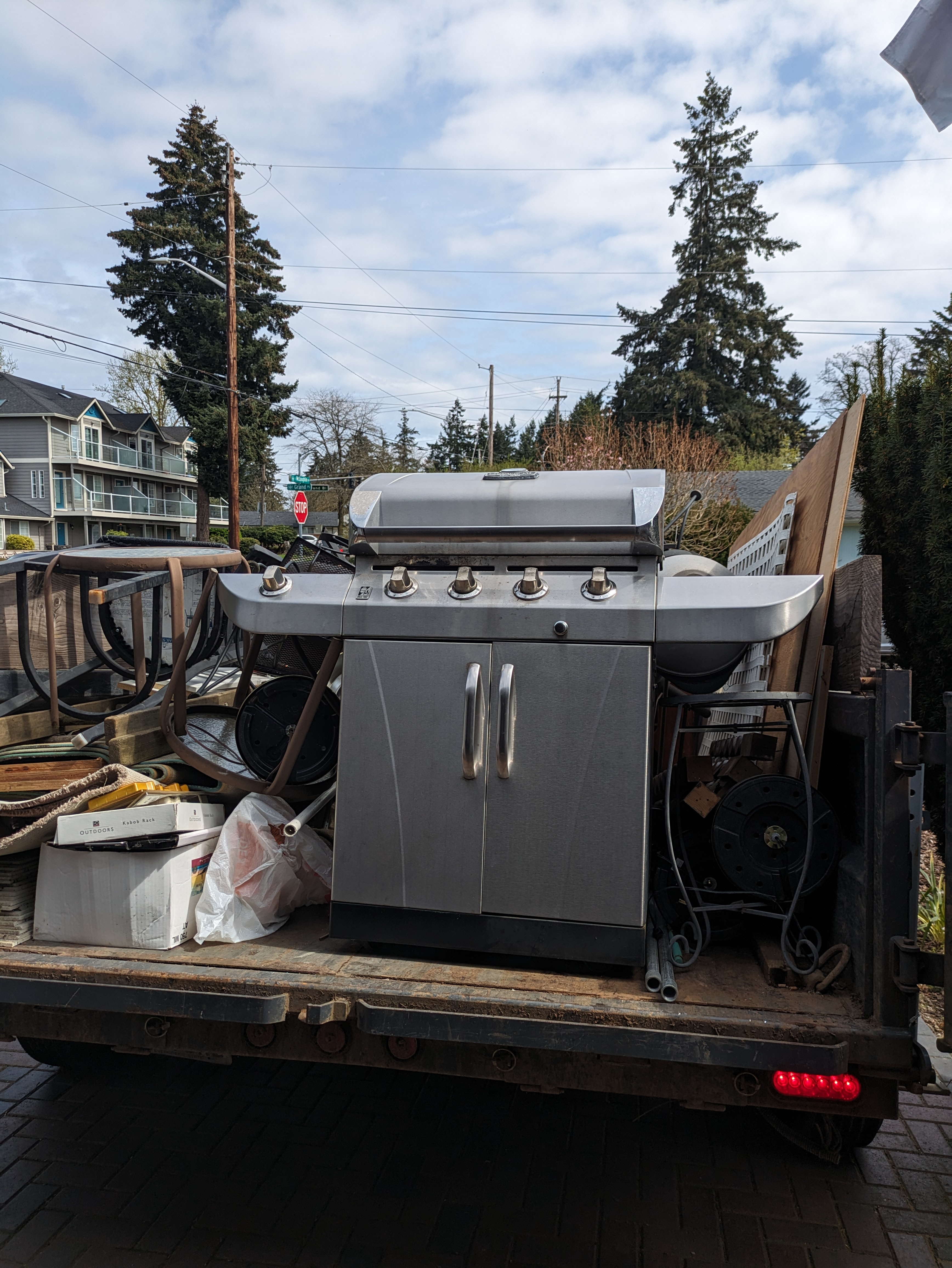 Loaded trailer during appliance removal job